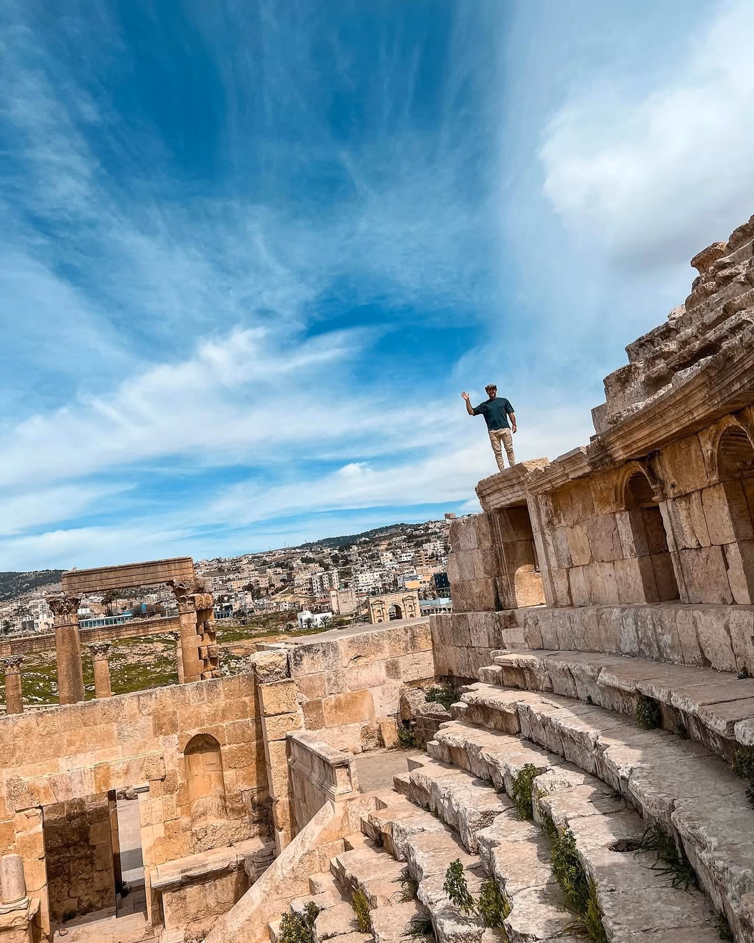 Colonnaded Cardo Maximus street in ancient Jerash Jordan
